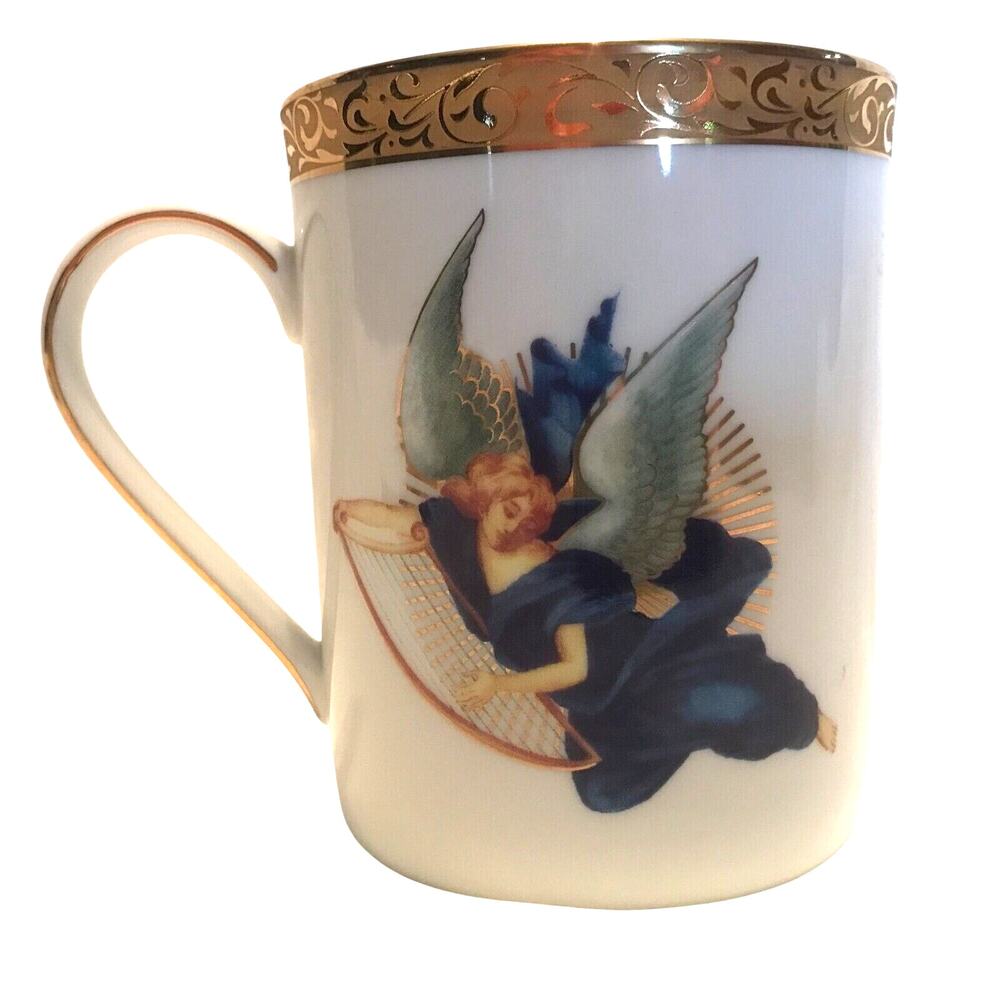 Nikko Patra China Cobalt Blue Angel Mug GOLD Encrusted Rim Filigree 3 5/8" *RARE